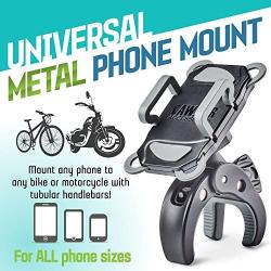 Metal Bike & Motorcycle Phone Mount - The Only Unbreakable Handlebar Holder for iPhone, Samsung or Any Other Smartphone. +100 to Safeness & Comfort