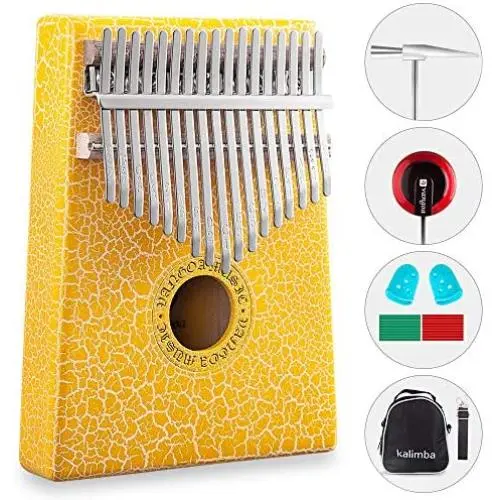 Vangoa 17 Keys Kalimba Thumb Piano Kit,Protable Mbira Sanza Finger Piano,with Carrying Case,Tune Hammer and Study Instruction,Best Gift for Children,Adult and Beginners Yellow Vangoa 17 Keys Kalimba Thumb Piano Kit,Protable Mbira Sanza Finger Piano,with Carrying Case,Tune Hammer and Study Instruction,Best Gift for Children,Adult and Beginners Yellow