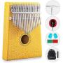 Vangoa 17 Keys Kalimba Thumb Piano Kit,Protable Mbira Sanza Finger Piano,with Carrying Case,Tune Hammer and Study Instruction,Best Gift for Children,Adult and Beginners Yellow