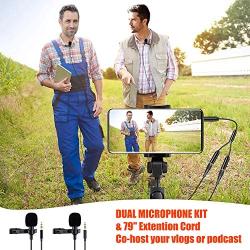 Lavalier Lapel Microphone, Kuyang 2 Pack Omnidirectional Mic for Smartphone, Desktop PC Computer, DSLR, Recording Mic for Podcast, YouTube, Vlogging, and Interview