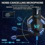 KOTION Each Gaming Headset for PS4,PC,Xbox One,Professional Noise Lsolation, Over Ear Headphones with Mic,LED Light,Bass Surround,Soft Memory Earmuffs,Gaming Headphones-Blue(Adapter Not Included