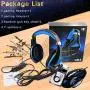 Gaming Headset and RGB Mouse Combo, Pro Gaming Headset for Xbox One, PS4, PC, Laptop with Mic, LED Over-Ear Headphone, 4000DPI Wired Ergonomic USB Gaming Mouse, 4 Adjustable DPI with 6 Button