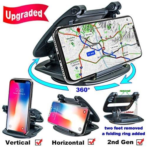 Cell Phone Holder for Car Dashboard, (2nd Gen) Car Phone Mount Silicone Dash Pad, GPS Holder Car Phone Mounting in Pickup Truck Compatible iPhone Xs Max XR X 6S 7 8 Plus Samsung Galaxy Note 9 S9 Pixel