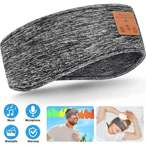 Sleep Headphones Upgraded Bluetooth Headband, Wireless 5.0 Sports Headband Headphones with Ultra-Thin HD Stereo Speakers Adjustable, Music Sweatband for Side Sleeper Jogging Yoga Travel (Grey) Sleep Headphones Upgraded Bluetooth Headband, Wireless 5.0 Sports Headband Headphones with Ultra-Thin HD Stereo Speakers Adjustable, Music Sweatband for Side Sleeper Jogging Yoga Travel (Grey)