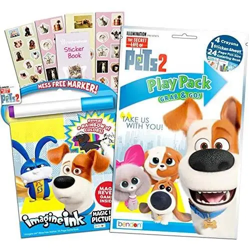 Secret Life of Pets Coloring Book Set -- Mess-Free Imagine Ink Book, Play Pack, and Bonus Pets Stickers (Pets Party Supplies)