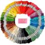 Premium Rainbow Color Embroidery Floss - Cross Stitch Threads - Friendship Bracelets Floss - Crafts Floss - 105 Skeins Per Pack and Free Set of Embroidery Needles