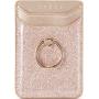 TOPWOOZU Phone Card Holder with Ring for Back of Phone,Adhesive Stick-on Credit Card Wallet Pocket for iPhone,Android and Smartphones (Pink)