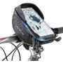 Yuehuam Bike Phone Front Frame Bag -Waterproof Touch Screen Bicycle Front Handlebar Bag, Top Tube Cycling Phone Mount Pack Case Pouch Accessories Compatible with 6.0 Mobile Phoneï¼ˆBlack Redï¼‰