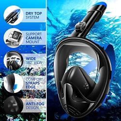 Limechoes Snorkel Mask，Full Face Snorkeling Mask，Dry Snorkel System,Diving Mask, Foldable 180 Degree Panoramic View，Anti-Fog and Anti-Leak,Detachable Camera Mount,Scuba Mask for Adult and Kids