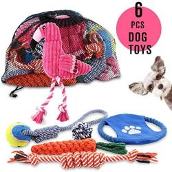 Petbobi Dog Toys Dog Teething Toys Best Puppy Chew Toys Plush Dog Chew Toys Squeaky Toys Set Rope with Balls 6 pcs