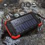 Solar Power Bank, Qi Portable Charger 10,000mAh External Battery Pack Type C Input Port Dual Flashlight, Compass, Solar Panel Charging (Red)