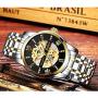 Mens Watches Mechanical Automatic Self-Winding Stainless Steel Skeleton Luxury Waterproof Diamond Dial Wrist Watches for Men