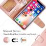 Arae Case for iPhone X/Xs, Premium PU Leather Wallet Case [Wrist Straps] Flip Folio [Kickstand Feature] with ID&Credit Card Pockets for iPhone X (2017) / Xs (2018) 5.8 inch (not for Xr) - Rose Gold