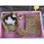 Grass Mat Woven Bed Mat for Small Animal Bunny Bedding Nest Chew Toy Bed Play Toy for Guinea Pig Parrot Rabbit Bunny Hamster Rat(Pack of 3) (3 Grass mats)