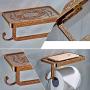 ThinkTop Antique Carving Toilet Roll Paper Holder with Phone Shelf Wall Mounted Bathroom Paper Rack and Hook-Rose Gold