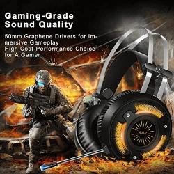 ALWUP Stereo Gaming Headset for PS4, Xbox One Headset, Lightweight Noise Cancelling Over Ear PC Gaming Headphones with Anti-Noise Mic, 50mm Drivers, Surround Sound, Soft Memory Earmuffs