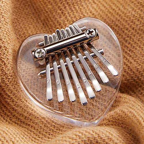 EDIONS Thumb Piano Children Gift Handheld Beginner Transparent Acrylic Cute 8 Keys Portable Musical Instrument Keyboard Finger Mini Kalimba Pendant Pocket(Heart)