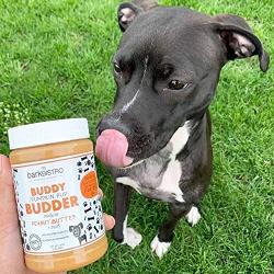 BUDDY BUDDER Bark Bistro Company, Ruff Ruff Raw + Pumpkin Pup, Dog Peanut Butter, Healthy Dog Treat, 100% Natural Dog Peanut Butter - Made in USA (Set of 2/ 16oz Jars)