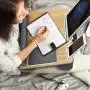 Lap Desk - Fits up to 17 inches Laptop Desk, Built in Mouse Pad & Wrist Pad for Notebook, MacBook, Tablet, Laptop Stand with Tablet, Pen & Phone Holder (Wood Grain)