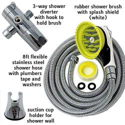 Wondurdog Quality at Home Dog Wash Kit for Shower | Water Sprayer Brush & Rubber Shield | Wash Your Pet and Dont Get Wet | Shield Water from Dogs Ears, Eyes and Yourself!