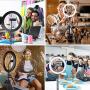 Ring Light 10" with Two Phone Holders & Tripod Stand and Bluetooth Remote for YouTube Video, Desktop Camera Led Ring Light for Streaming, Makeup, Selfie Photography Compatible with iPhone Android