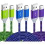 Pofesun USB Type C Cable 3Pack 10ft Nylon Braided USB C Cable Fast Charger Charging Cord Compatible Samsung Galaxy S10 S9 S8 Note 9 Note 8 Plus,LG V30 G6 G5 V20,OnePlus,Moto Z2-Blue,Green,Purple