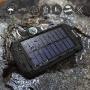 Solar Power Bank, Qi Portable Charger 10,000mAh External Battery Pack Type C Input Port Dual Flashlight, Compass, Solar Panel Charging(Black)