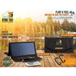 Ryno-Tuff Portable Solar Charger for Camping - 21W Foldable Solar Panel Charger 2 USB Ports - Waterproof & Durable, Compatible with iPhone, iPad, Galaxy, LG, Nexus, Battery Packs, All USB Devices