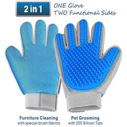 Pet Hair Remover Glove - Gentle Pet Grooming Glove Brush - Efficient Deshedding Glove - Massage Mitt with Enhanced Five Finger Design - Perfect for Dogs & Cats with Long & Short Fur - 1 Pack