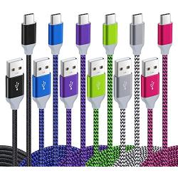 USB C Cable 10Ft, Pofesun 6 Pack 10ft USB-C Cable Fast Charging Charge Type C Charger Nylon Braided Cord Compatible for Samsung Galaxy Note 8 9 10 S8 S9 S10 Plus S10e,LG G5 G6 V20 V30