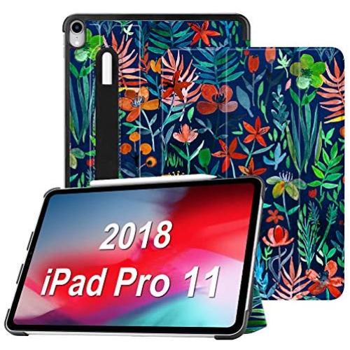 Fintie SlimShell Case for iPad Pro 11 Inch 1st Generation 2018 (Not for iPad Pro 2020) - Lightweight Stand Cover with Pencil Holder, Auto Sleep/Wake, Supports 2nd Gen Pencil Charging, Jungle Night