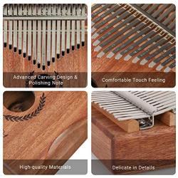 Mugig Kalimba 17 keys with Protection Box and Tune Hammer, Portable Thumb Piano Mbira Sanza Mahogany Body Ore Metal Tines