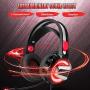 Gaming Headset with Microphone, 7.1 Stereo Surround Sound Wired Over Ear Headphone for Xbox One, PS4, PC, Laptop, Nintendo Switch and other 3.5mm devices, LED Light, Noise Isolation, Steel Frame - Red