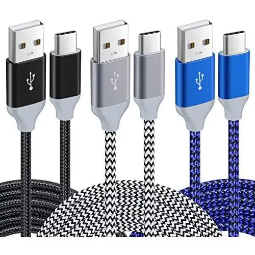 USB Type C Cable, Pofesun (3-Pack 10FT) USB A to USB-C Fast Charging Nylon Braided USB C Cable Compatible for Samsung Galaxy S10e S10 S9 S8 Plus Note 9 8, Moto Z, LG V30 V20 G5 G6-Black,White, Blue USB Type C Cable, Pofesun (3-Pack 10FT) USB A to USB-C Fast Charging Nylon Braided USB C Cable Compatible for Samsung Galaxy S10e S10 S9 S8 Plus Note 9 8, Moto Z, LG V30 V20 G5 G6-Black,White, Blue