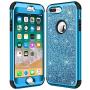 iPhone 8 Plus Case, iPhone 7 Plus Case, Hython Heavy Duty Defender Protective Case Bling Glitter Sparkle Hard Shell Armor Hybrid Shockproof Rubber Bumper Cover for iPhone 7 Plus and 8 Plus, Blue