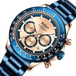 Mens Watches Men Designer Chronograph Waterproof Analogue Quartz Watch Men Stainless Steel Wrist Watch Fashion Large Date Watches for Men
