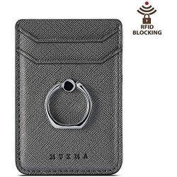 Card Holder for Back of Phone, Cell Phone Credit Wallet with Ring Pocket Stick on iPhone