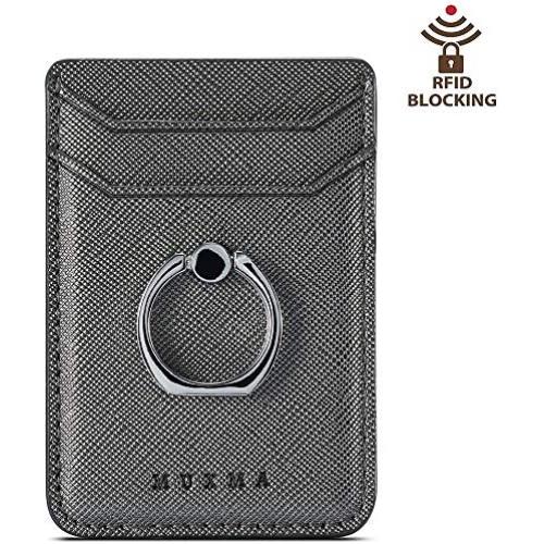 Card Holder for Back of Phone, Cell Phone Credit Wallet with Ring Pocket Stick on iPhone