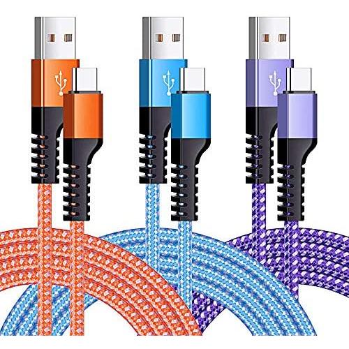USB C Cable, 3 Pack 6ft Braided Type C Fast Charger Charging Cord Compatible with Samsung S10 9 8 Note 9 8, iPad Pro 11 2018, MacBook Pro 2018, Moto G7 Z4 G6,LG Stylo G8 7, Google Pixel