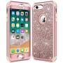 iPhone 8 Case, iPhone 7 Case, Hython Heavy Duty Full-Body Defender Protective Case Bling Glitter Sparkle Hard Shell Armor Hybrid Shockproof Rubber Bumper Cover for iPhone 7 and iPhone 8, Rose Gold