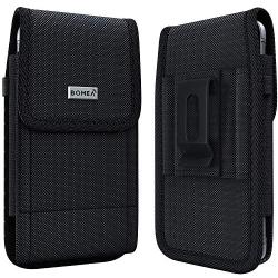 Bomea Rugged Nylon iPhone 8 6 6s 7 Holster Black Carrying Cell Phone Holder Belt Clip Holster Case Pouch for iPhone 8/6 / 6S / 7 (Fits iPhone with Otterbox Case/Lifeproof Case/Battery Case)