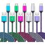 Android Charger Cable, FiveBox 5-Pack 6ft Micro USB Cable Cord Braided Fast Charging Phone Charger for Samsung Galaxy J3 J7 S6 S7 Edge, Tablet, LG stylo 2/3 LG G3 G4 K30 K20 Plus, Kindle Fire 7 8 10
