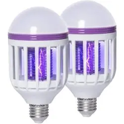 2 Pack Bug Zapper Light Bulbs, 2 in 1 Mosquito Killer Lamp, UV LED Mosquito Fly Killer Bulb for Indoor and Outdoor