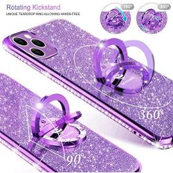 OCYCLONE iPhone 11 Pro Max Case, Cute Glitter Sparkle Bling Diamond Rhinestone Bumper with Ring Kickstand Women Girls Soft Protective Phone Case for iPhone 11 Pro Max [6.5 inch] 2019 - Purple