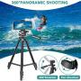 LINKCOOL Phone Tripod 50" Adjustable Travel Video Tripod Stand with Phone Mount Holder Compatible with Cell Phone Tripod, Action Camera Tripod, DSLR Tripod with Wireless Remote Shutter (Black)