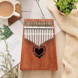 Thumb Piano Ranch Kalimba 17 keys Finger Mbira with Online 6 Free Lessons Solid Wood Mahogany Christmas Gifts with Bag/Scale Sticker/Tune Hammer/Music Book - Angel Heart