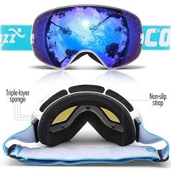 COPOZZ Ski Goggles, G1 OTG Snowboard Snow Goggles for Men Women Youth, Interchangeable Double Layer Anti Fog UV Protection Lens, Polarized Goggles Available