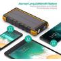 Solar Power Bank, 25000mAh RAVPower Solar Phone Charger with 3 USB Ports, External Battery Pack with Micro USB & USB C Inputs, Outdoor Portable Charger with Flashlight - Shock, Dust & Waterproof