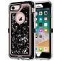 iPhone 8 Case, iPhone 7 Case, Anuck 3 in 1 Hybrid Heavy Duty Defender Case Sparkly Floating Liquid Glitter Protective Hard Shell Shockproof TPU Cover for Apple iPhone 7/ iPhone 8 4.7 inch - Black