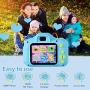 D.DA.D Kids Camera for Boys Best Birthday Gifts for 3 4 5 6 7 8 Year Old Children Toddler Toys, Portable Rechargeable Digital Video Camcorder 2.0 Inch IPS Screen with 32GB Card – Blue